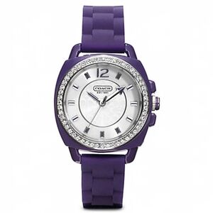 Authentic New Coach Purple Silicone Boyfriend Style Watch. Needs New Battery
